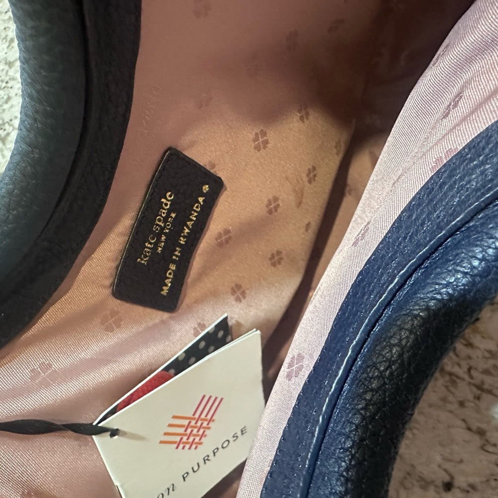 Kate Spade Pink and Navy Striped Half Circle Tote - NWT - Picture 5 of 7